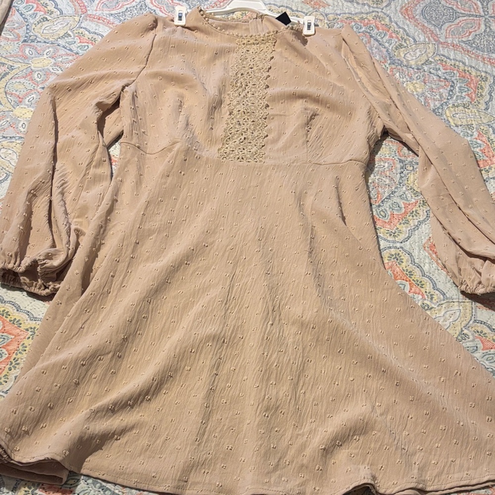 SHEIN Beige Long Sleeve Dress